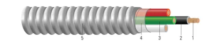 Armorlite® Tipo MC XHHW conductor de cobre calibre de circuito colores 120/208V