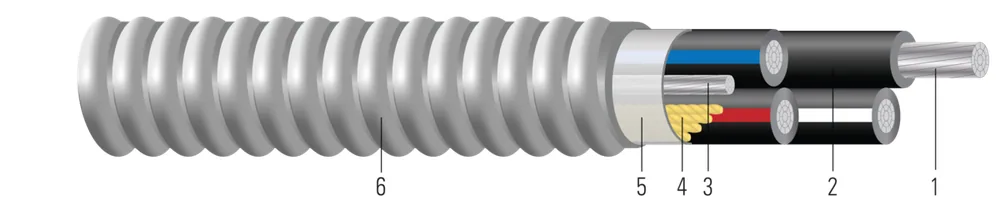 Armorlite® Type MC XHHW-2 Aluminum Conductor Feeder Cable. Rated 600 or 1000 Volts. Silicone Free