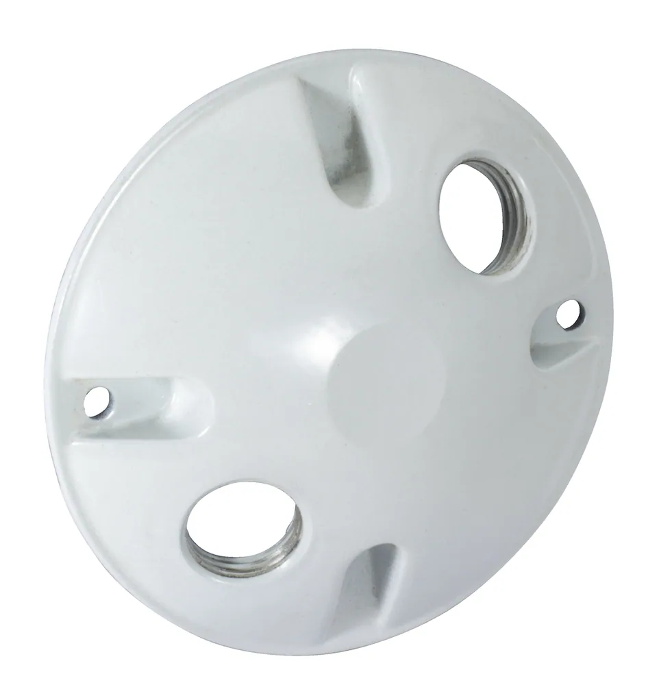TAPA REDONDA RESISTENTE A LA INTEMPERIE 2 AGUJEROS 1/2" BLANCO