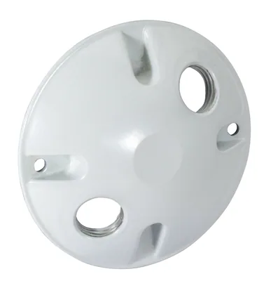 TAPA REDONDA RESISTENTE A LA INTEMPERIE 2 AGUJEROS 1/2" BLANCO