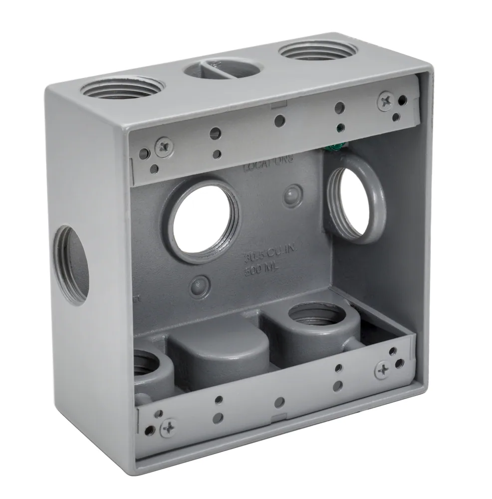 1/2" 7-HOLE(SIDE) 2-GANG WEATHERPROOF BX
