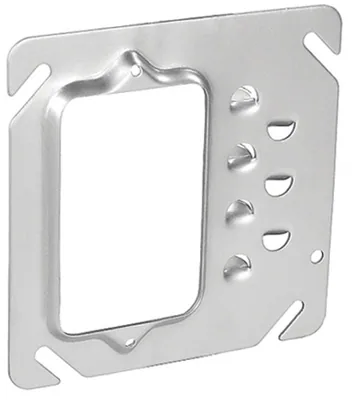 4" Square Single Gang Offset Device Ring - Flat