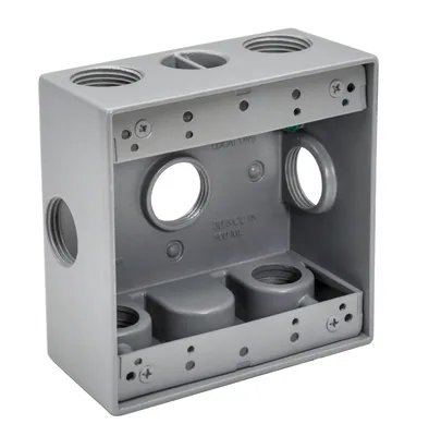 3/4" 7-HOLE 2-GANG WEATHERPROOF BOX GRY