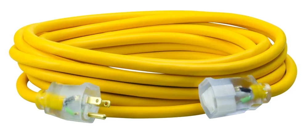 SOUTHWIRE, POLAR SOLAR 12/3 SJEOOW 25' YELLOW OUTDOOR COLD WEATHER EXTENSION CORD WITH POWER LIGHT INDICATOR