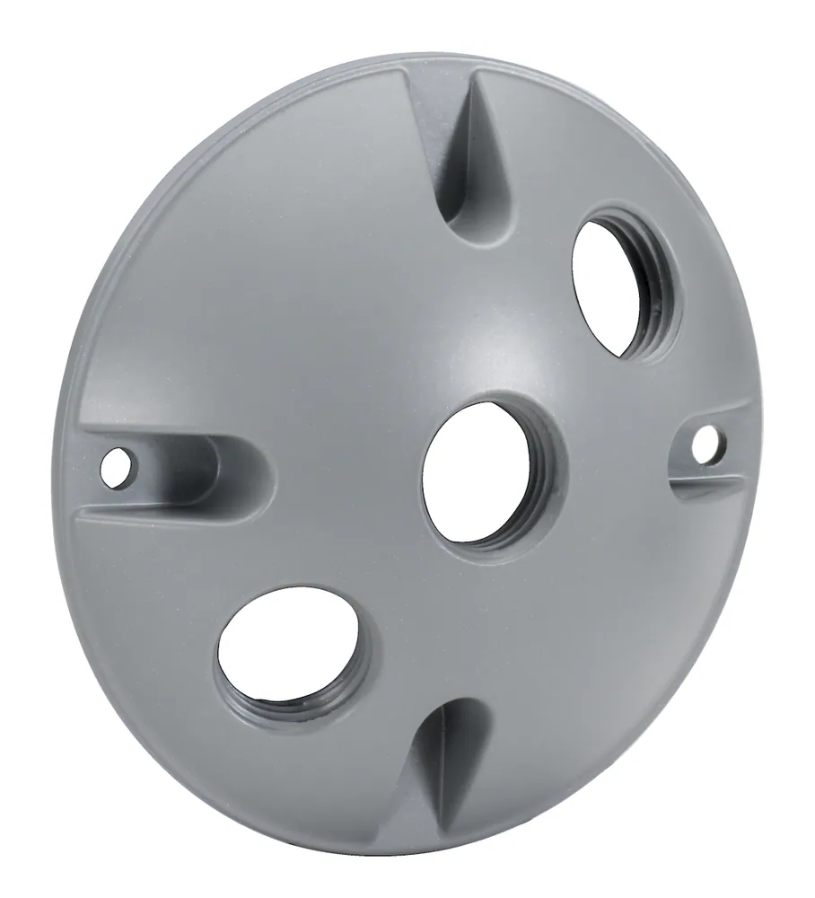 3-HOLE ROUND WEATHERPROOF COVER 1/2" GRY