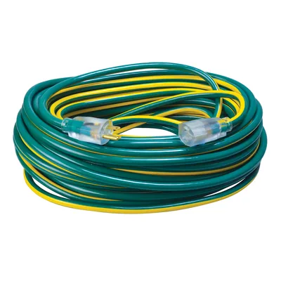 SOUTHWIRE, 12/3 SJTW 100 FT VERDE OSCURO/AMARILLO EXTENSIÓN PARA EXTERIOR CON INDICADOR DE LUZ