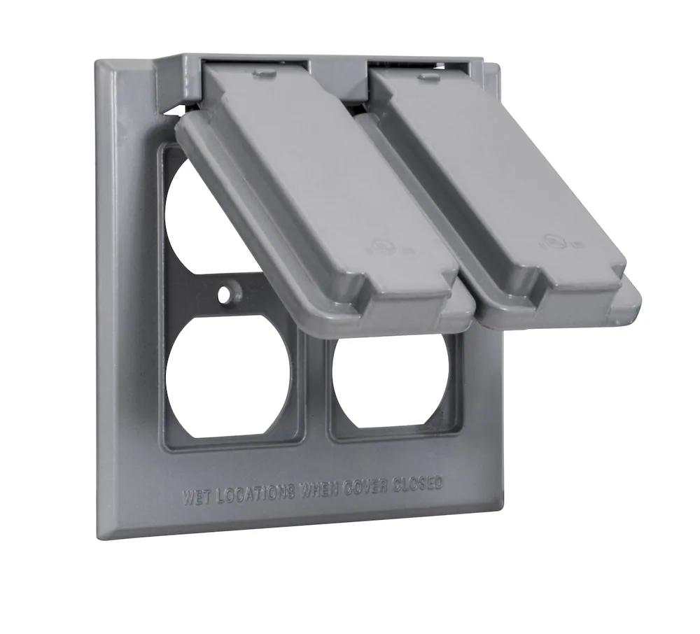 2-GANG DUPLEX (2) WP COVER GRY