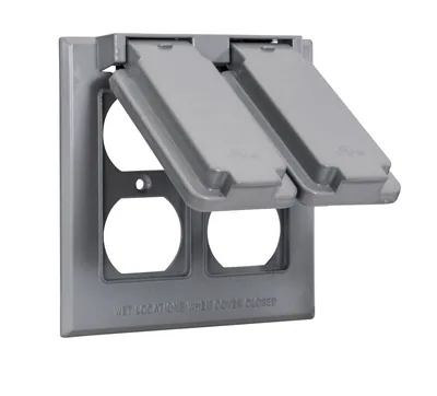 TAPA DUPLEX 2 POLOS (2) RESISTENTE A LA INTEMPERIE GRIS