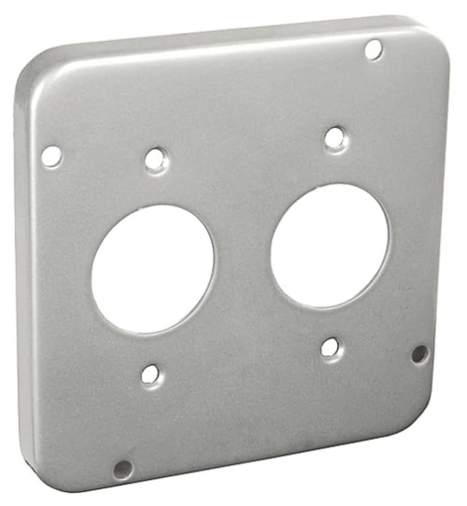 Tapa Cuadrada Industrial de 4-11/16", Tipo Superficie, Elevada 1/2" - (2) Diámetro de 1.406"