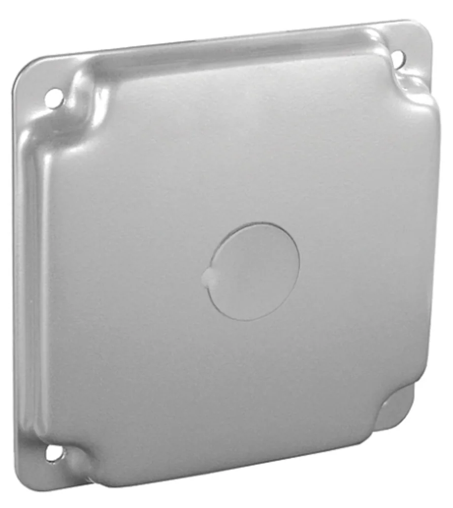 Tapa de superficie cuadrada de 4", elevada de 1/2" - En blanco con orificio de salida de 1/2"