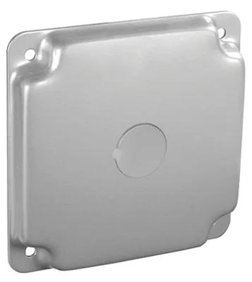 4" Square Industrial Surface Cover, 1/2" Raised - Blank W/ 1/2" Knockout