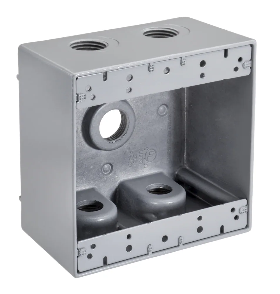 3/4" 5-HOLE 2-GANG DEEP WEATHERPRF BX GY