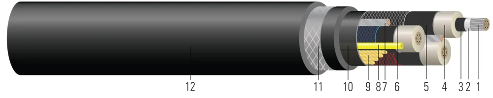 Cable para minería 3/C de cobre 8KV Tipo SHD-GC RHINOSHIELD™ CPE 90°C. Aprobado por MSHA