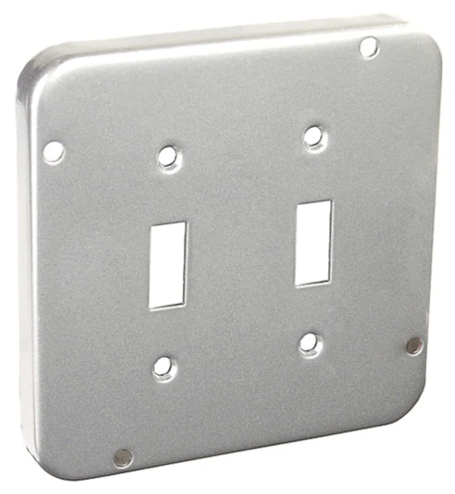 4-11/16" Square Industrial Surface Cover, 1/2" Raised - (2) Toggle