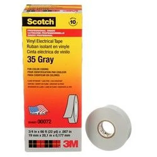 Scotch® Cinta de Aislar de Vinil Codificación por Color 35, 3/4 in x 66 ft, Gris