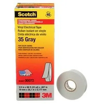 Scotch® Cinta de Aislar de Vinil Codificación por Color 35, 3/4 in x 66 ft, Gris