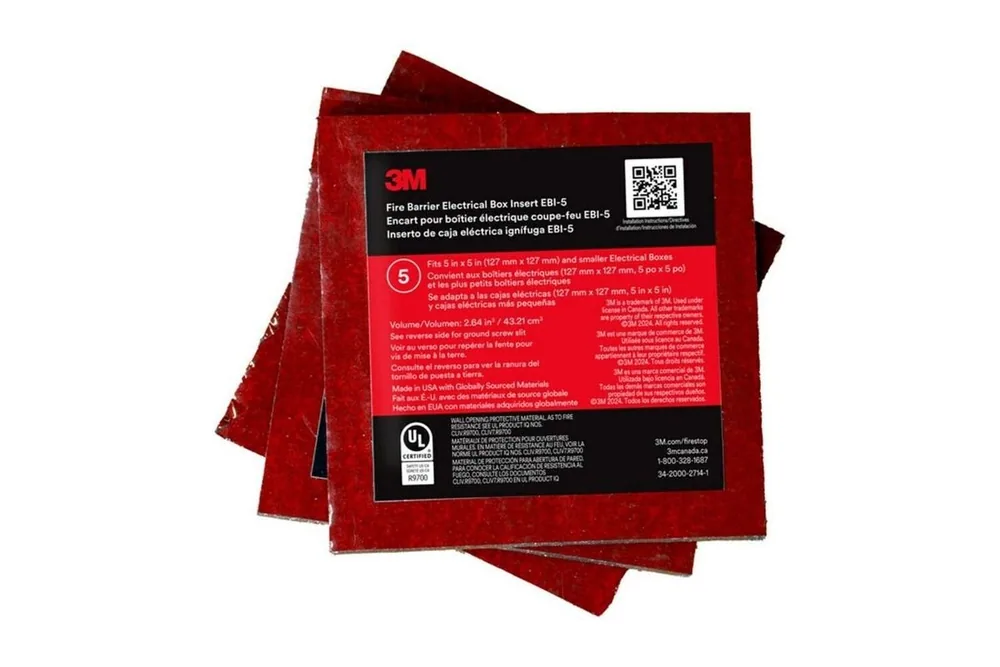 Insertos para Cajas Eléctricas 3M™ Fire Barrier EBI-5, 3.75 in x 3.75 in x 3/16 in