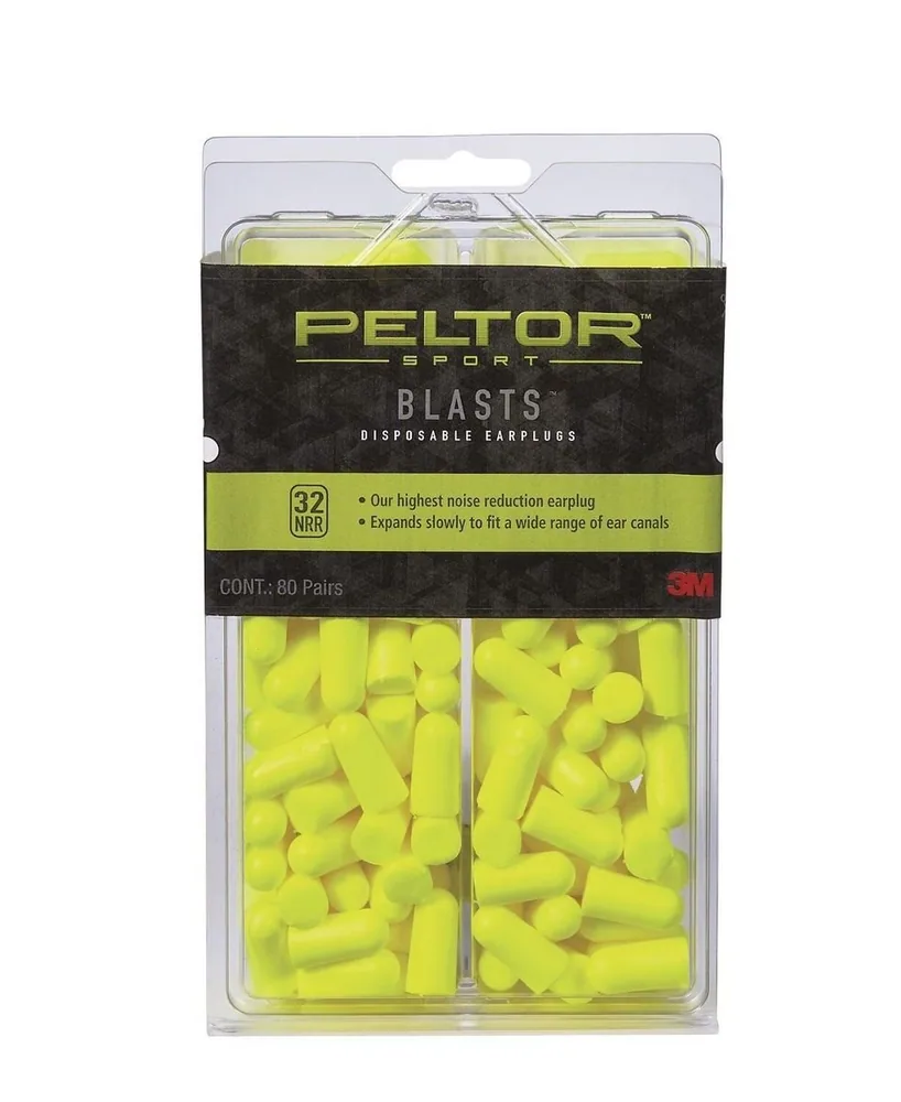 Tapones Auditivos Desechables Peltor™ Sport Blasts™ 97082-PEL80-6C, 80 piezas/pk, Amarillo Neón