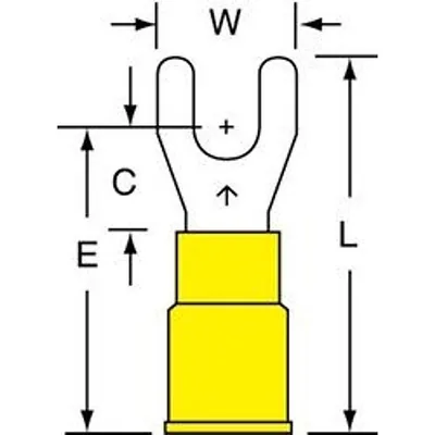 3M™ Scotchlok™ Terminal de horquilla aislada con nylon con agarre de aislamiento MNG10-8FK, 12-10 AWG