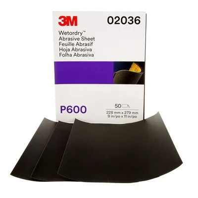 3M™ Wetordry™ Abrasive Sheet 213Q, 02036, P600, 9 in x 11 in, 50 sheets per carton