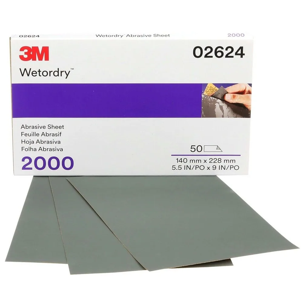 3M™ Hoja Abrasiva Wetordry™, 02624, 2000, servicio pesado, 5 1/2 in x 9 in