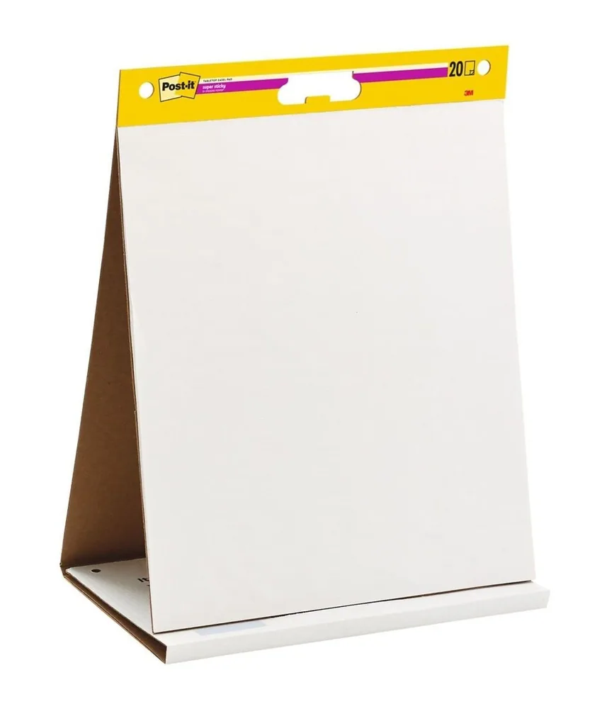 Bloc de Caballete de Pizarra Blanca de Sobremesa Post-it® Super Sticky 563DE, 58,4 x 50,8 cm, 20 Hojas/EA, 6 EA/CV, 100% PEFC, SGSCH-PEFC-COC-110078