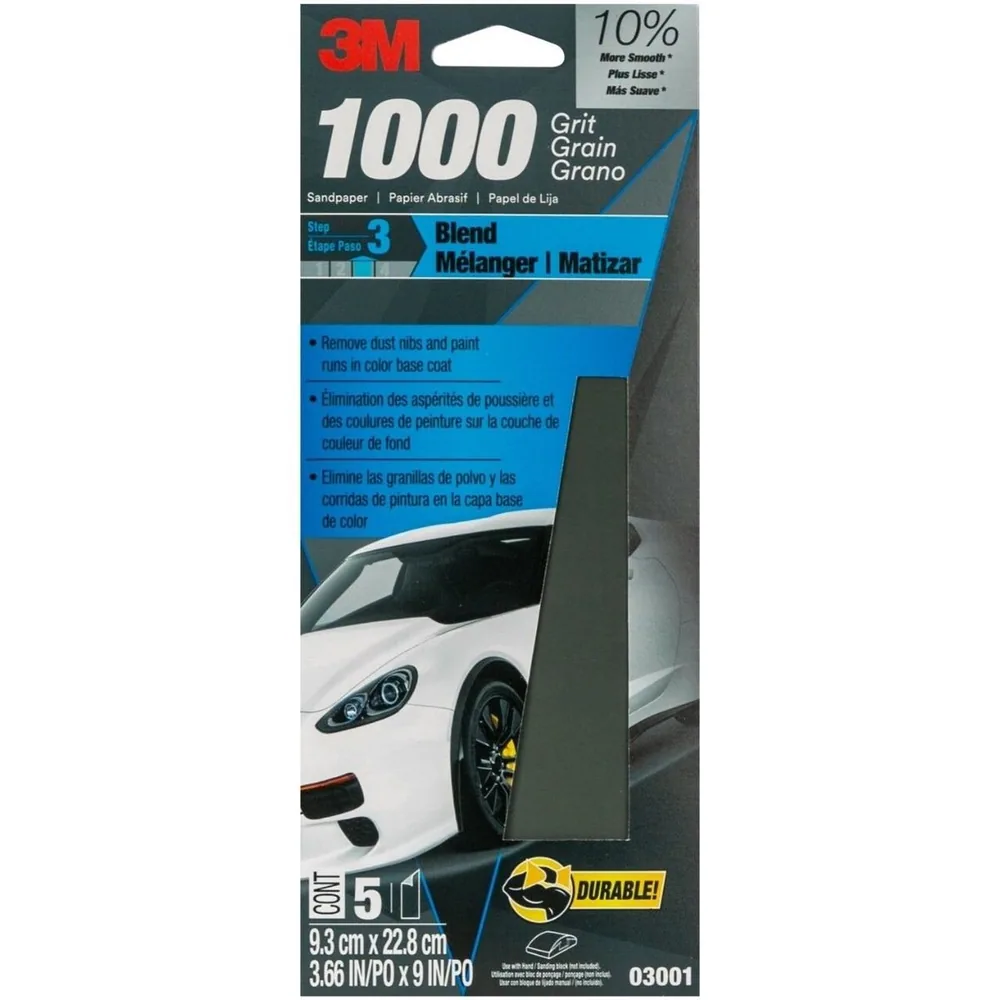 3M™ Lija Wetordry™, 03001, Grano 1000, 3 2/3 in x 9 in