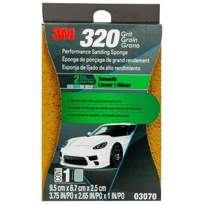 3M™ Performance Sanding Sponge, 03070, 1 inch x 2-5/8 inch, 320 Grit