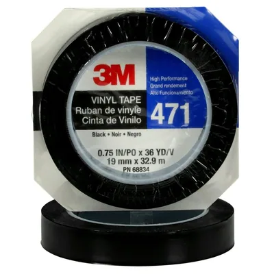 3M™ Vinyl Tape 471, Black, 3/4 in x 36 yd, 5.2 mil