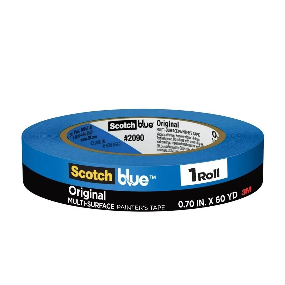 Cinta de Pintor Scotch Blue™ Original 2090-18EC, 0.70 in x 60 yd (18 mm x 54,8 m)
