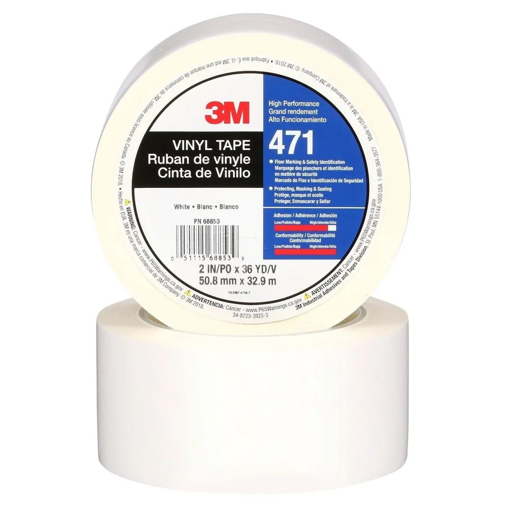 3M™ Cinta de Vinil 471, Blanca, 2 in x 36 yd, 5.2 mil