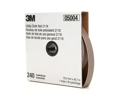 3M™ Utility Cloth Roll 211K, 240 J-weight, 1 in x 50 yd, Full-flex
