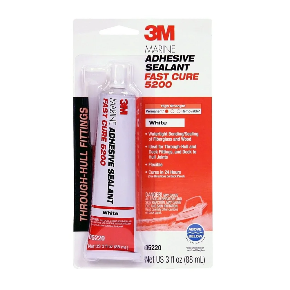 3M™ Sellador Adhesivo Marino 5200FC, Curado Rápido, Blanco, Tubo de 3 oz