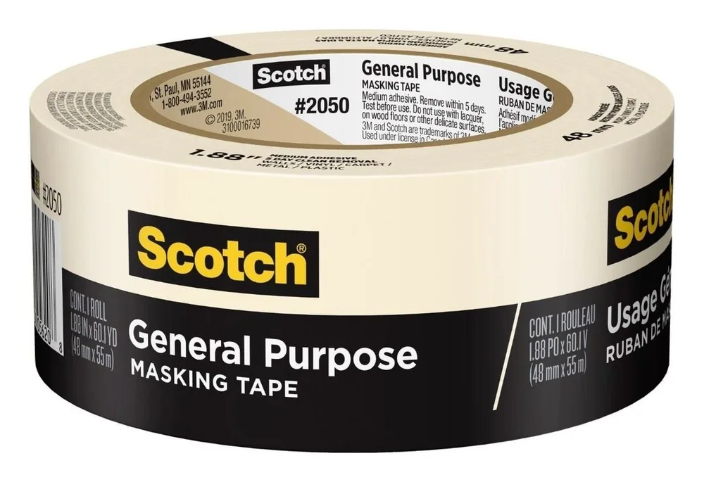 Cinta Scotch® Masking de Propósito General 2050-48MP, 1.88 in x 60.1 yd (48 mm x 55 m)