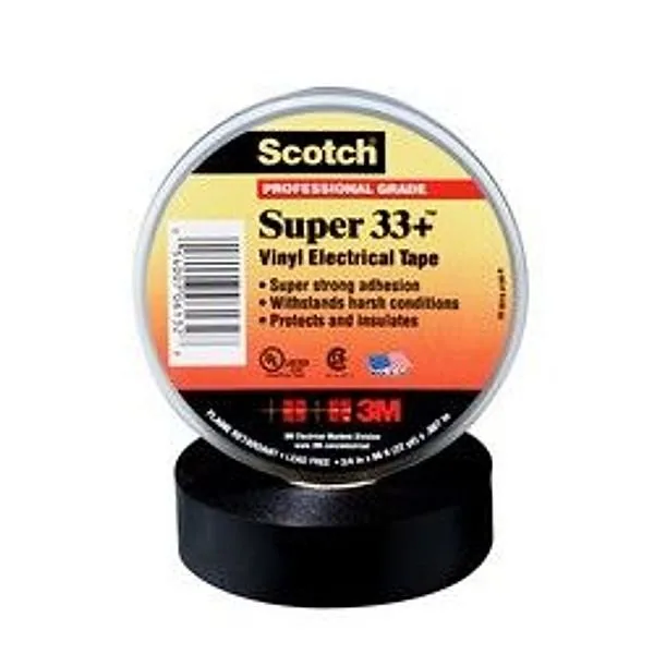 Cinta de Aislar de Vinil Scotch® Super 33+, 3/4 in x 52 ft, NEGRO