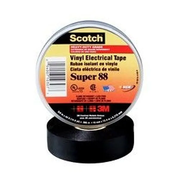 Scotch® Cinta de Aislar de Vinil Super 88, 3/4 in x 66 ft, Negro