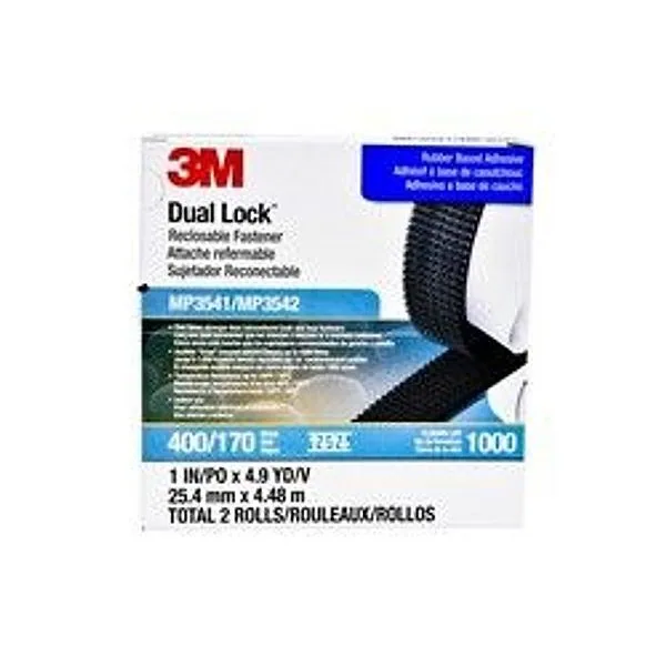 3M™ Cierre Reclosable Dual Lock™ MP3541/MP3542, Negro, 1 in x 5 yd, Tipo 400/170