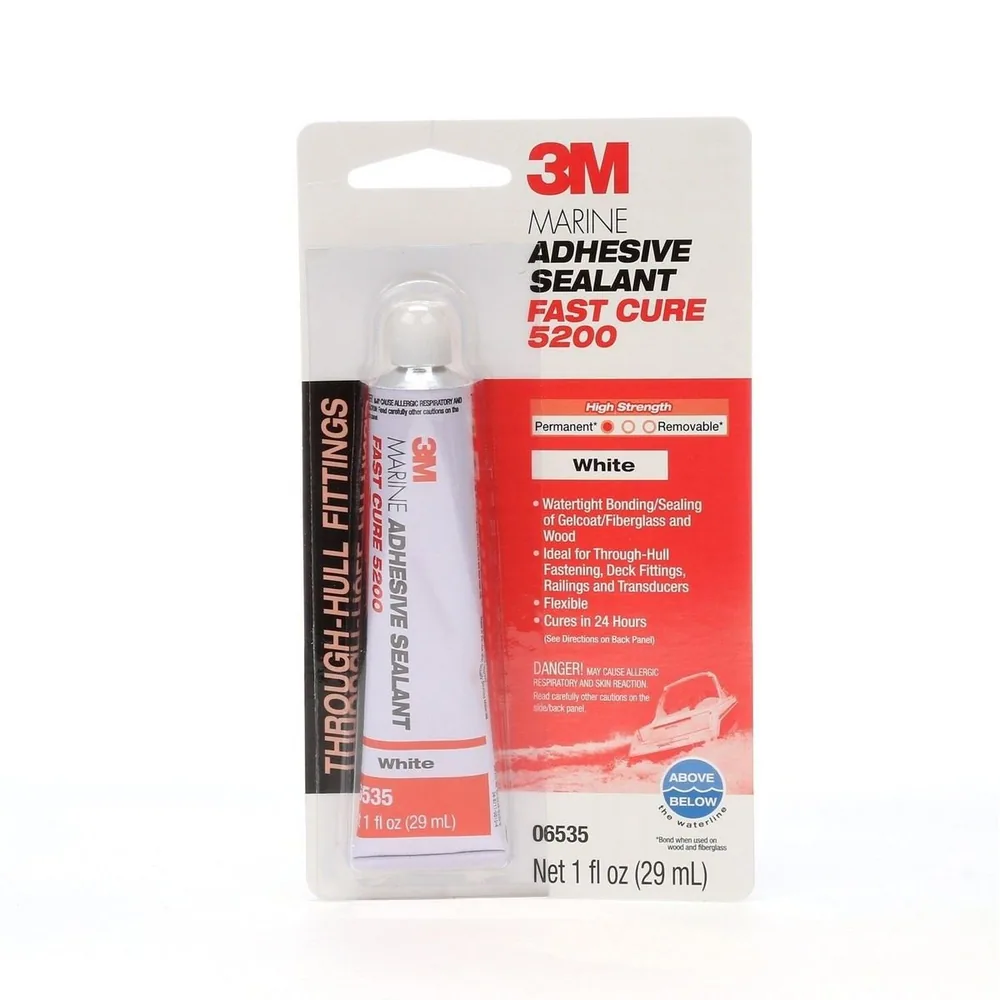 3M™ Sellador Adhesivo Marino 5200FC, Curado Rápido, Blanco, Tubo de 1 oz