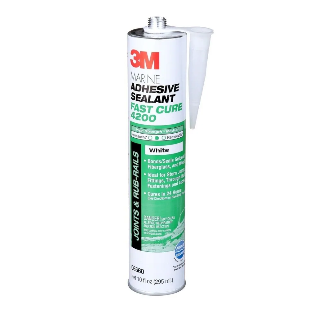 3M™ Sellador Adhesivo Marino 4200FC, Curado Rápido, Blanco, Cartucho de 295 mL