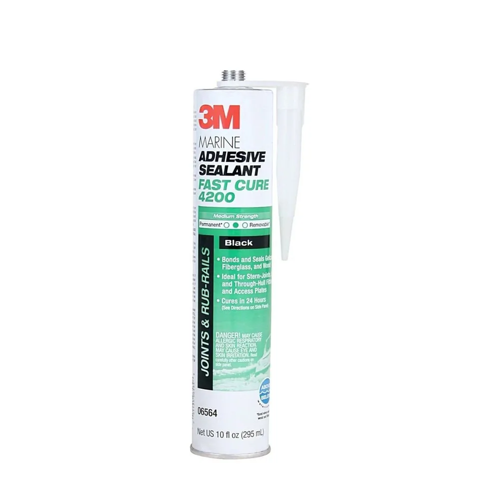 3M™ Sellador Adhesivo Marino 4200FC, Curado Rápido, Negro, Cartucho de 295 mL