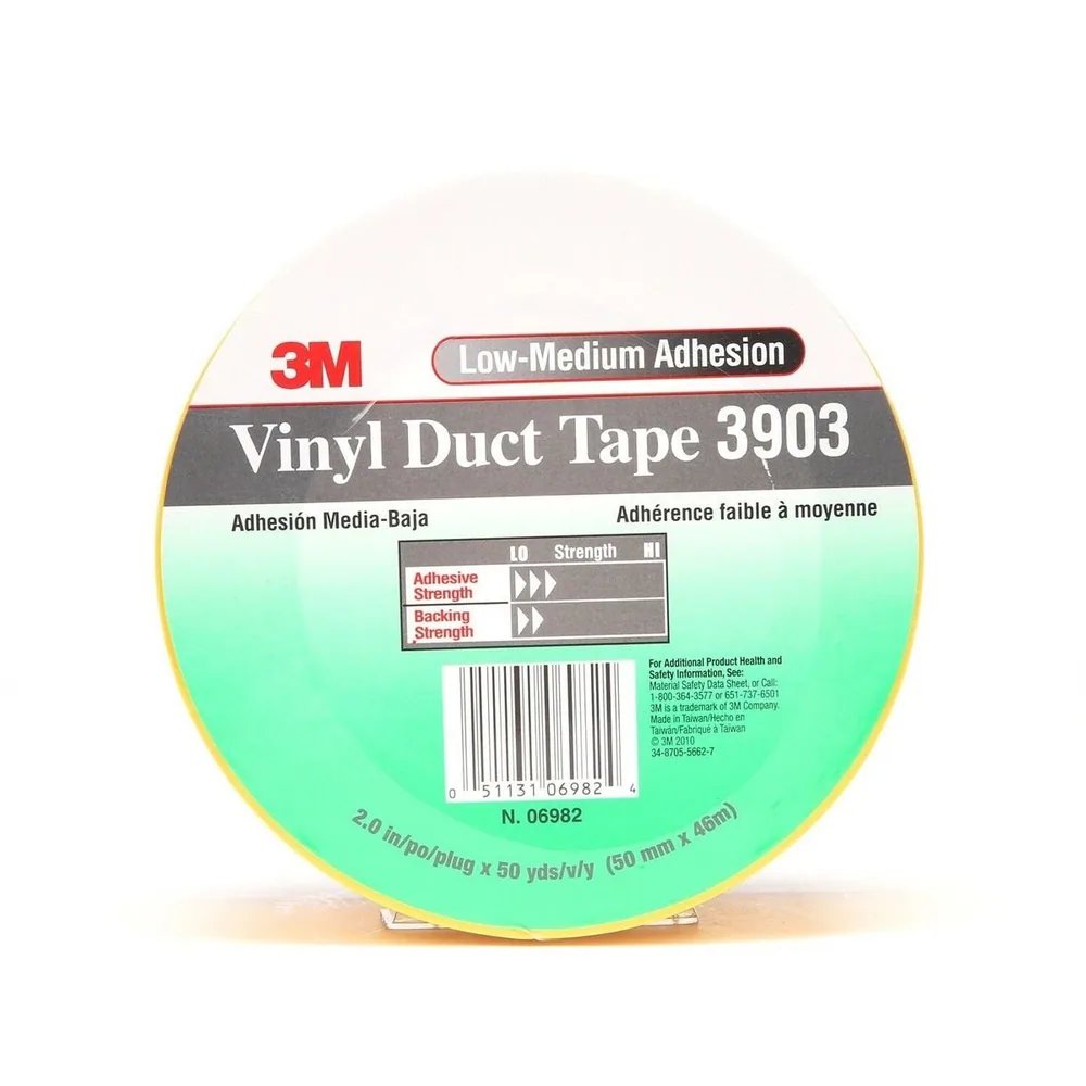 Cinta de ducto de vinil 3M™ 3903, Amarillo, 2 in x 50 yd, 6.5 mil