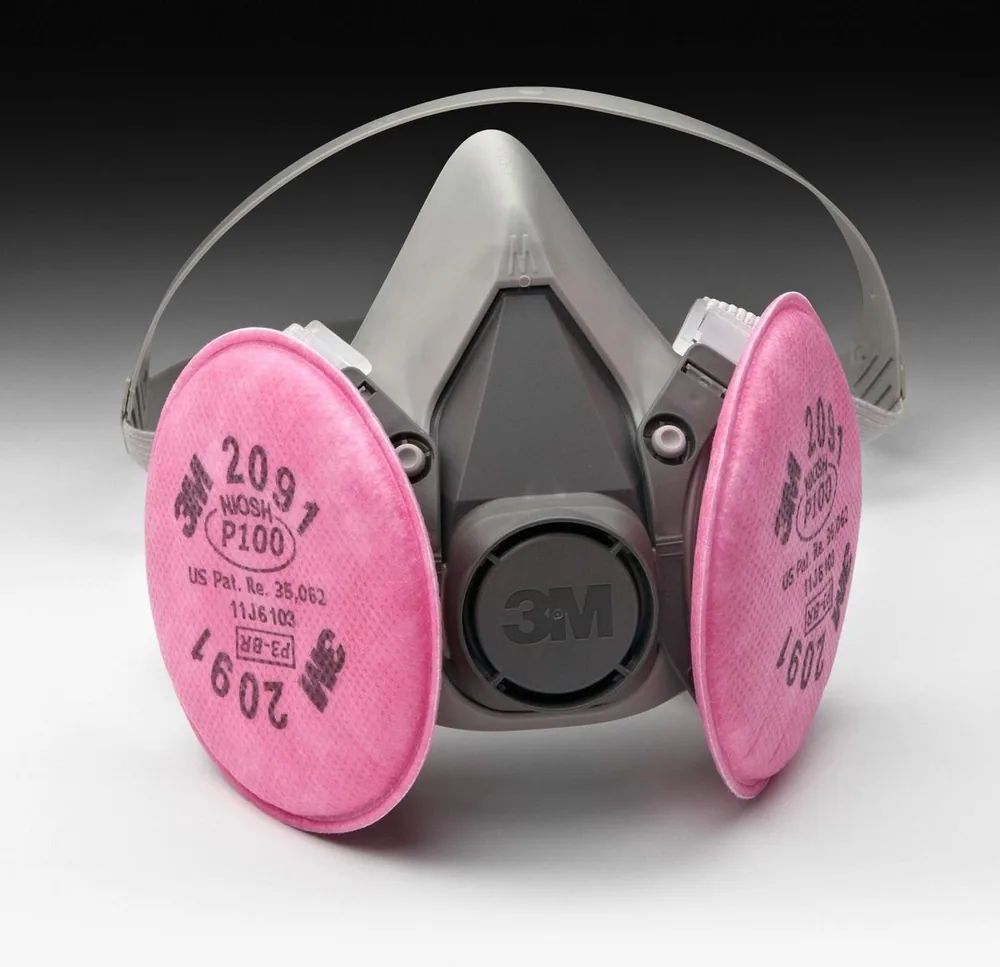 3M™ Ensamble Respirador de Media Careta 6291/07002(AAD), Mediano, con Filtros Particulados 3M™ 2091/07000(AAD), P100