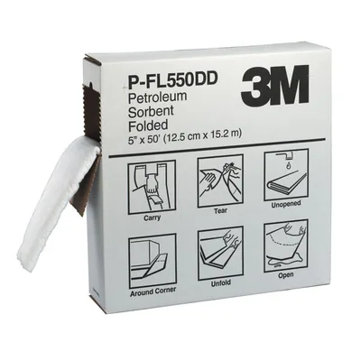 3M™ Oil Sorbent Folded P-FL550DD, 127 mm x 15.2 m