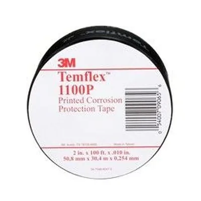 3M™ Temflex™ Vinyl Corrosion Protection Tape 1100, 2 in x 100 ft, Printed, Black
