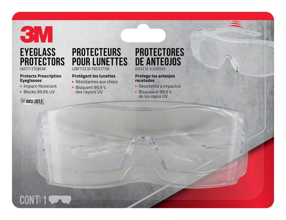 3M™ Lentes de Seguridad Sobre los Anteojos, 47031-WZ6, Marco Transparente, Lente Transparente/Resistente a Ralladuras