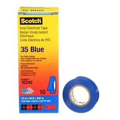 Scotch® Vinyl Color Coding Electrical Tape 35, 1/2 in x 20 ft, Blue