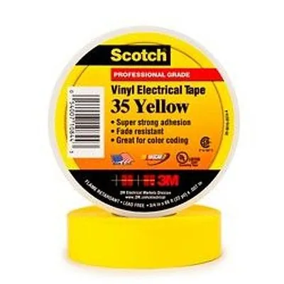 Scotch® Cinta de Aislar de Vinil Codificación por Color 35, 1/2 in x 20 ft, Amarillo