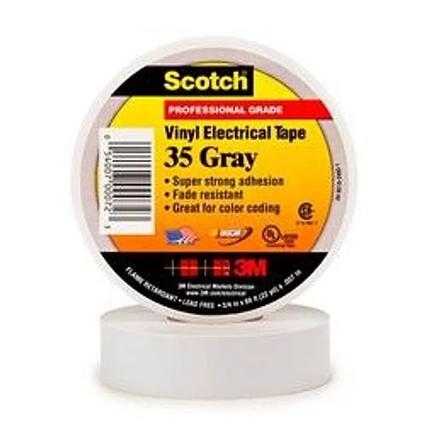 Scotch® Cinta de Aislar de Vinil Codificación por Color 35, 1/2 in x 20 ft, Gris