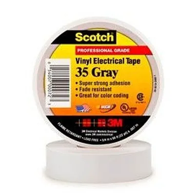Scotch® Vinyl Color Coding Electrical Tape 35, 1/2 in x 20 ft, Gray