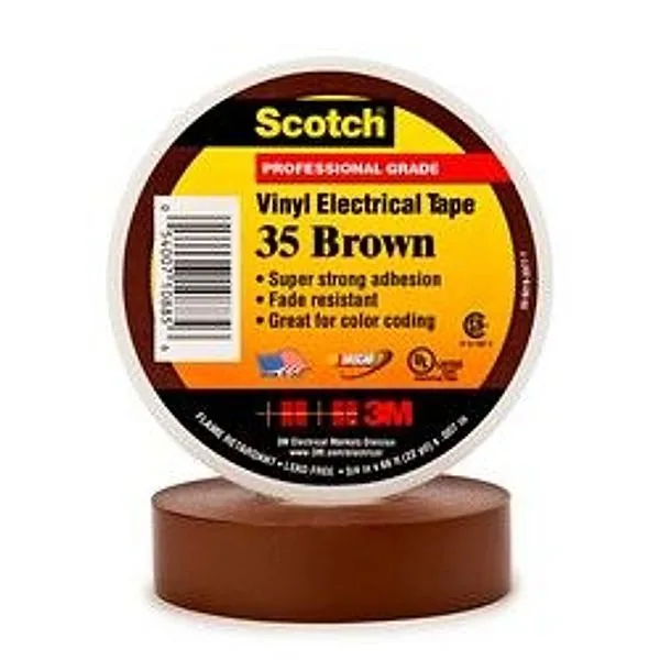 Scotch® Cinta de Aislar de Vinil Codificación por Color 35, 1/2 in x 20 ft, Café
